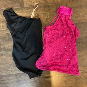 Two women’s dance leotards/shirts Size small